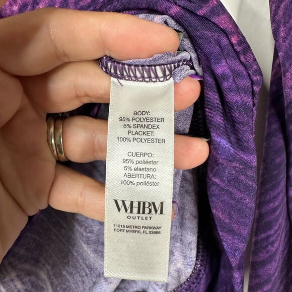 NWT White House Black Market Long Sleeve Lace Up Top Abstract Deep Amethy #WHBM7 - Picture 6 of 9